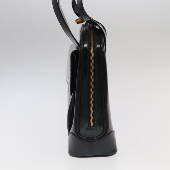 GUCCI Bamboo Shoulder Bag Enamel Black Gold 001 1075 1650 0 - Picture 4 of 12